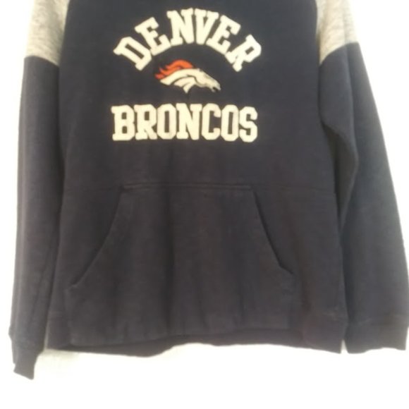 Denver Broncos boy's youth size L 10-12 navy blue and white hoodie sweater - Picture 3 of 10